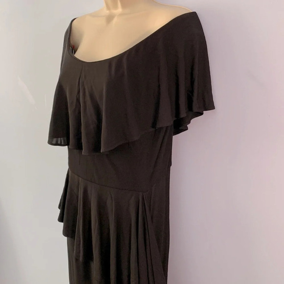 Rickie freeman for Teri Jon size 10 black formal maxi gown dress size ruffle - Picture 3 of 10
